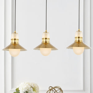 Colin Adjustable Iron/Glass Retro Hurricane Triple Linear LED Pendant