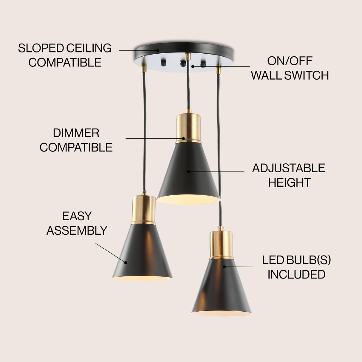 Apollo 3-Light Metal Cluster LED Pendant