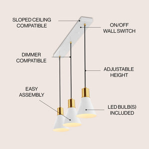 Apollo 3-Light Mid-Century Modern Iron Adjustable Linear LED Pendant