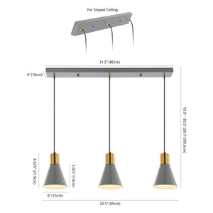 Apollo 3-Light Mid-Century Modern Iron Adjustable Linear LED Pendant