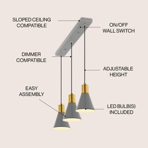Apollo 3-Light Mid-Century Modern Iron Adjustable Linear LED Pendant