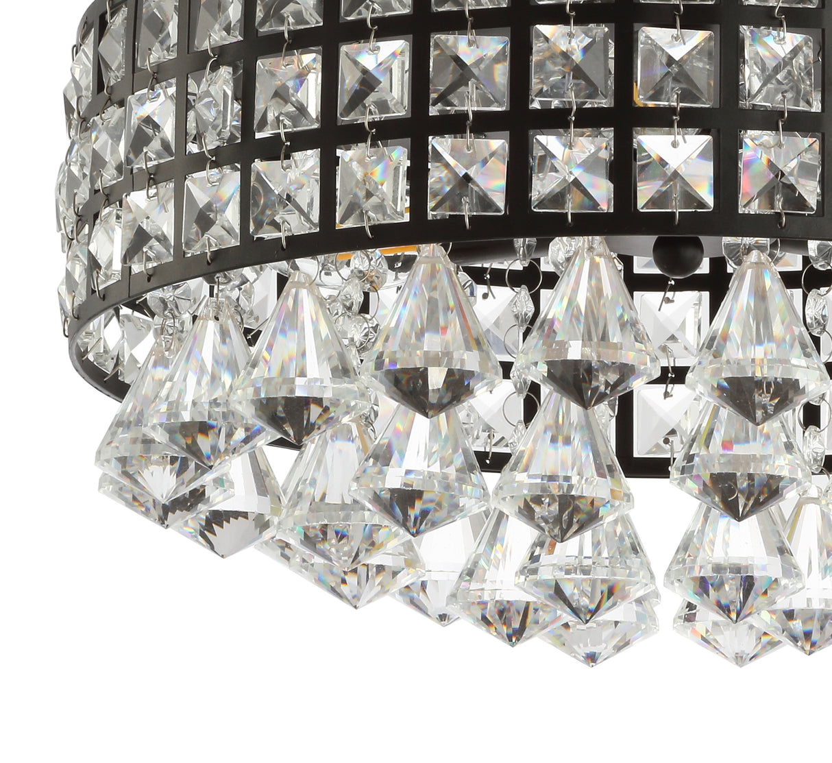 Meredith 3-Light Crystal Drops/Metal LED Flush Mount