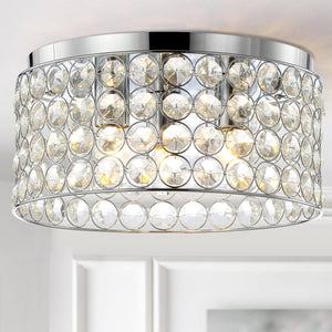 Ellen 3-Light Crystal/Metal LED Flush Mount