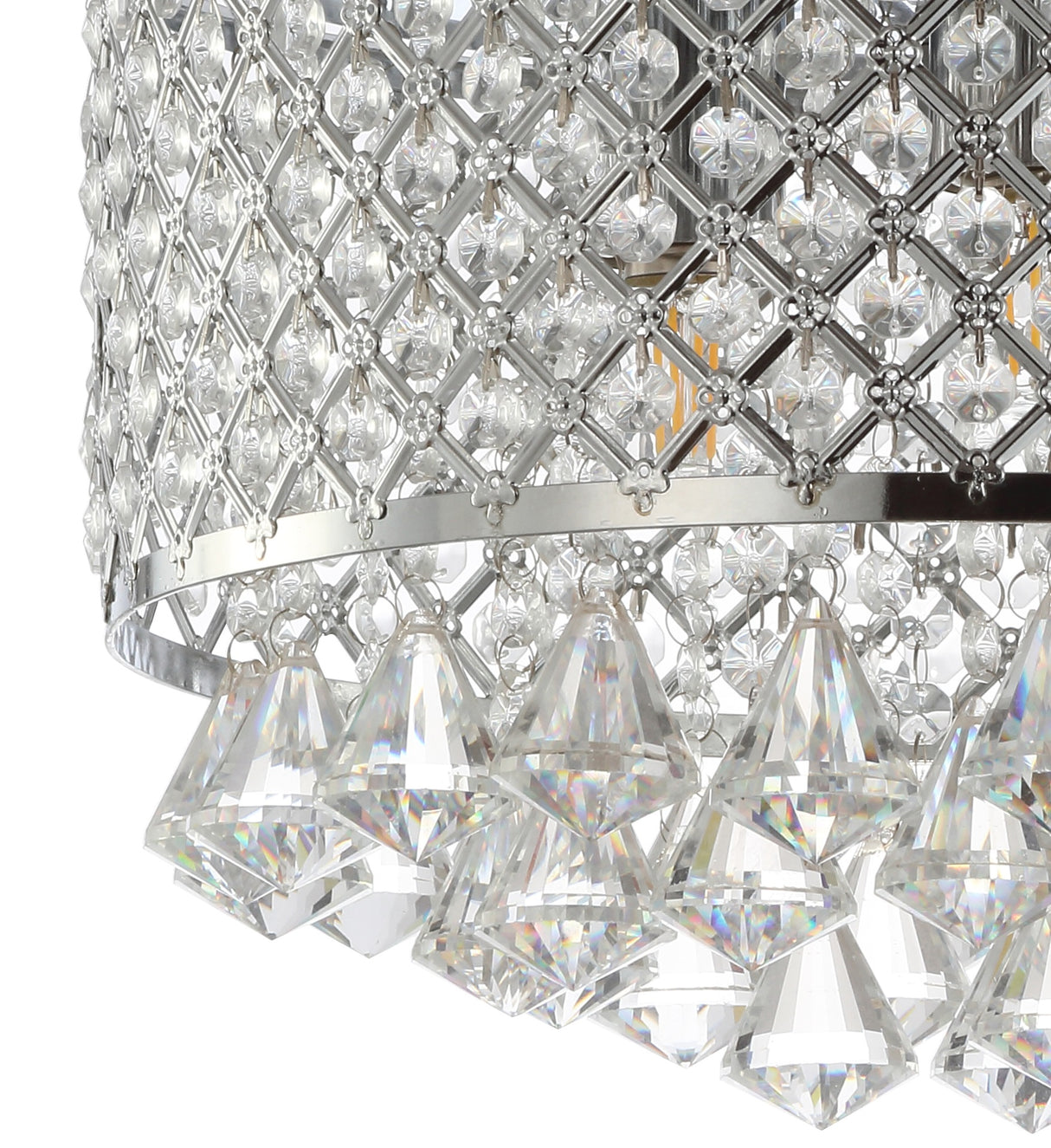Evelyn 3-light crystal drops/metal led flush mount