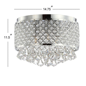 Evelyn 3-light crystal drops/metal led flush mount