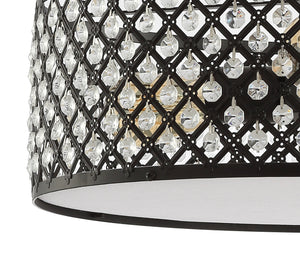 Elise 3-Light Crystal/Metal Drum Semi-Flush Mount
