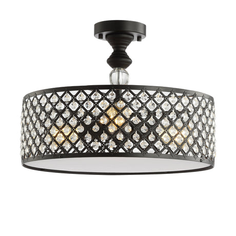 Elise-3-Light-Crystal/Metal-Drum-Semi-Flush-Mount-Flush-Mounts
