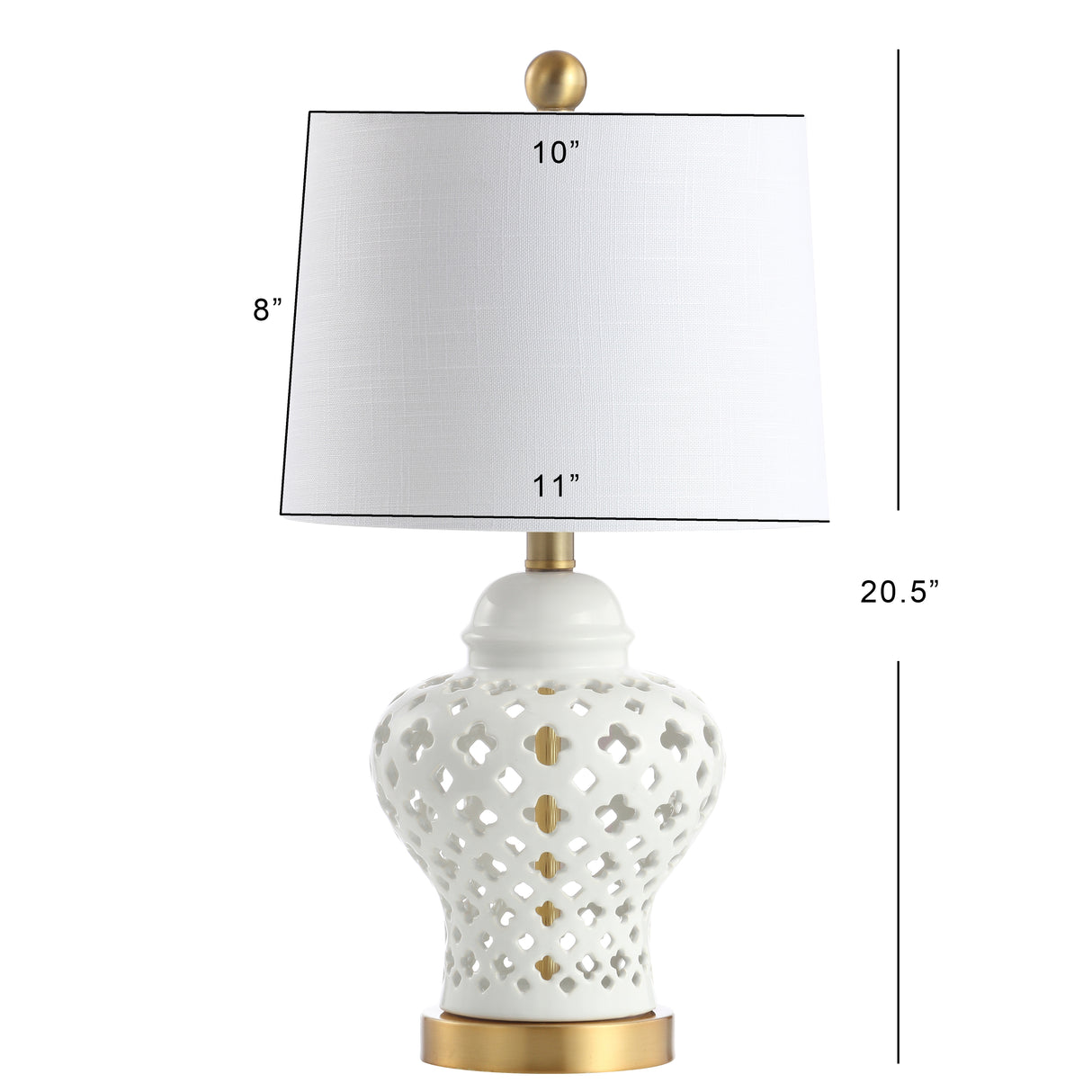 Quatrefoil Pierced Ginger Jar Ceramic/Metal LED Table Lamp