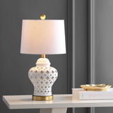 Quatrefoil-Pierced-Ginger-Jar-Ceramic/Metal-LED-Table-Lamp-Table-Lamps