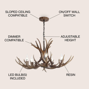 Eldora Adjustable Resin Antler 5-Light LED Chandelier