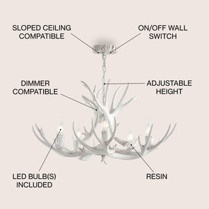 Eldora Adjustable Resin Antler 5-Light LED Chandelier