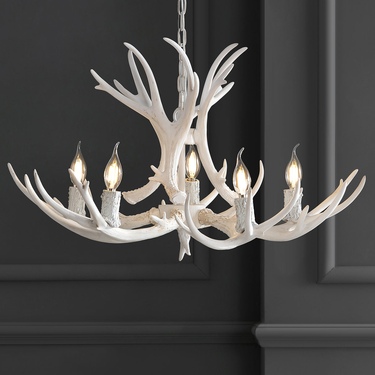 Eldora Adjustable Resin Antler 5-Light LED Chandelier