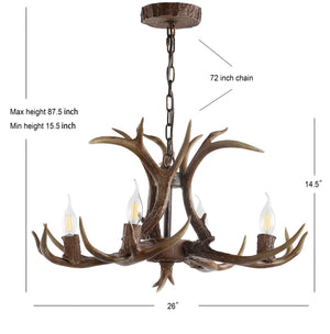 Eldora Adjustable Resin Antler 4-Light LED Chandelier