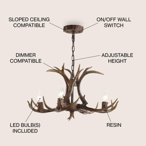 Eldora Adjustable Resin Antler 4-Light LED Chandelier