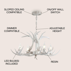 Eldora Adjustable Resin Antler 4-Light LED Chandelier