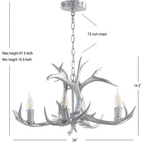 Eldora Adjustable Resin Antler 4-Light LED Chandelier
