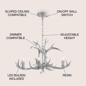 Eldora Adjustable Resin Antler 4-Light LED Chandelier