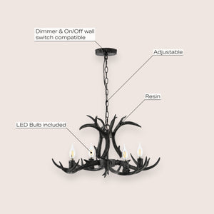 Eldora Adjustable Resin Antler 4-Light LED Chandelier