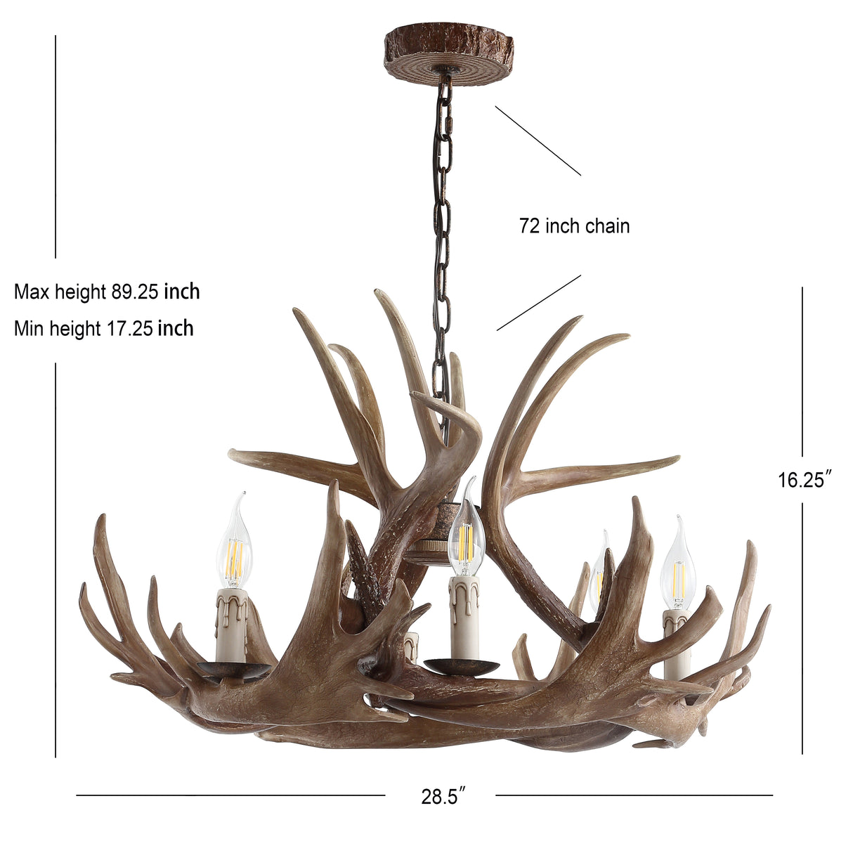 Nelle Adjustable Resin Antler 6-Light Chandelier
