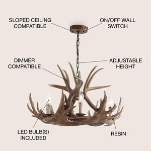 Nelle Adjustable Resin Antler 6-Light Chandelier