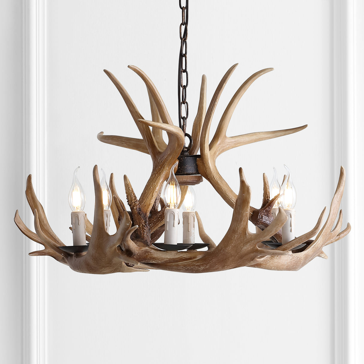 Nelle Adjustable Resin Antler 6-Light Chandelier