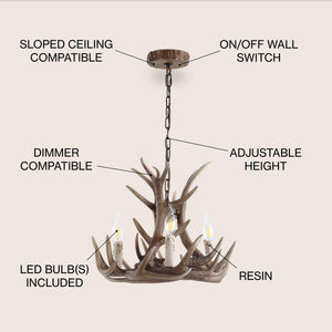 Nelle Adjustable Resin Antler 3-Light LED Chandelier