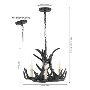 Nelle Adjustable Resin Antler 3-Light Dimmable LED Chandelier