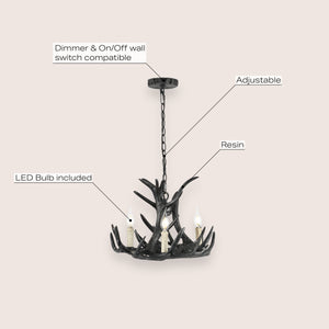 Nelle Adjustable Resin Antler 3-Light Dimmable LED Chandelier