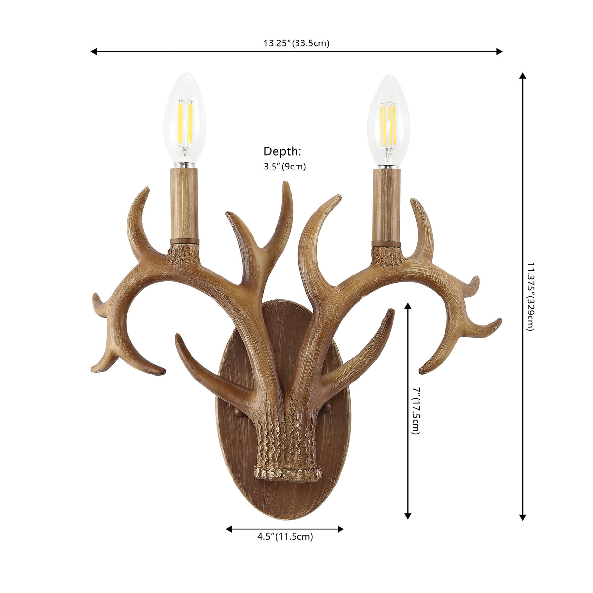 Oakley 2-light southwestern bohemian resin/iron faux antler led sconce