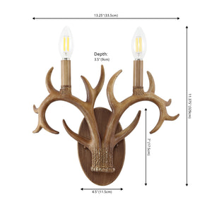 Oakley 2-light southwestern bohemian resin/iron faux antler led sconce