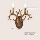 Oakley 2-light southwestern bohemian resin/iron faux antler led sconce
