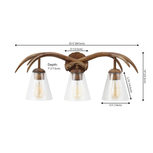 Wyatt 3-Light Southwestern Bohemian Resin/Seeded Glass Faux Antler LED Vanity Light