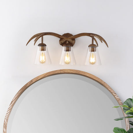 Wyatt-3-Light-Southwestern-Bohemian-Resin/Seeded-Glass-Faux-Antler-LED-Vanity-Light-Bathroom-Vanity-Lights