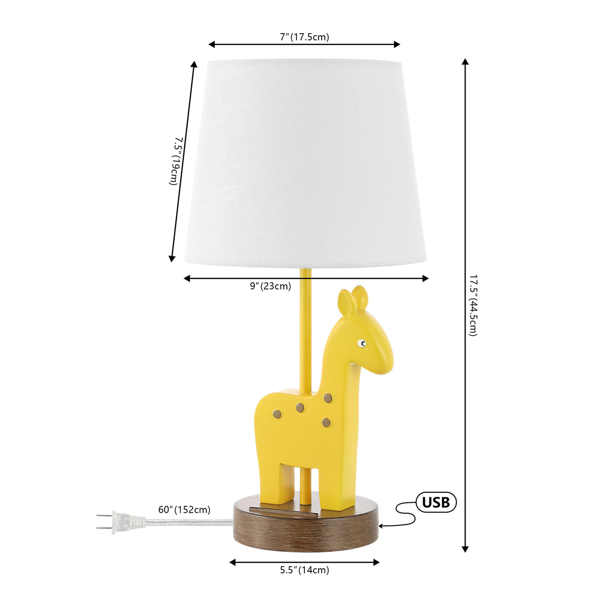 Sahara Mid-Century Vintage Iron/Resin Giraffe LED Kids' Table Lamp with Phone Stand and USB Charging Port