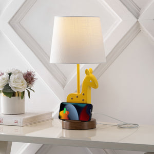 Sahara Mid-Century Vintage Iron/Resin Giraffe LED Kids' Table Lamp with Phone Stand and USB Charging Port