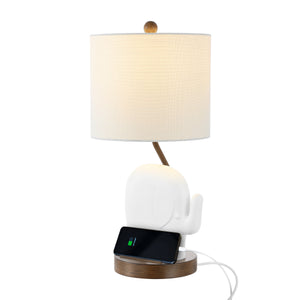Ellie Bohemian Designer Iron/Resin Elephant LED Kids' Table Lamp with Phone Stand and USB Charging Port