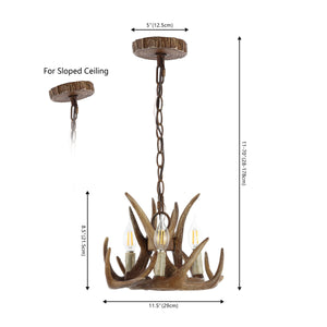 Nelle Adjustable Resin Antler 3-Light LED Chandelier
