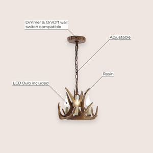 Nelle Adjustable Resin Antler 3-Light LED Chandelier