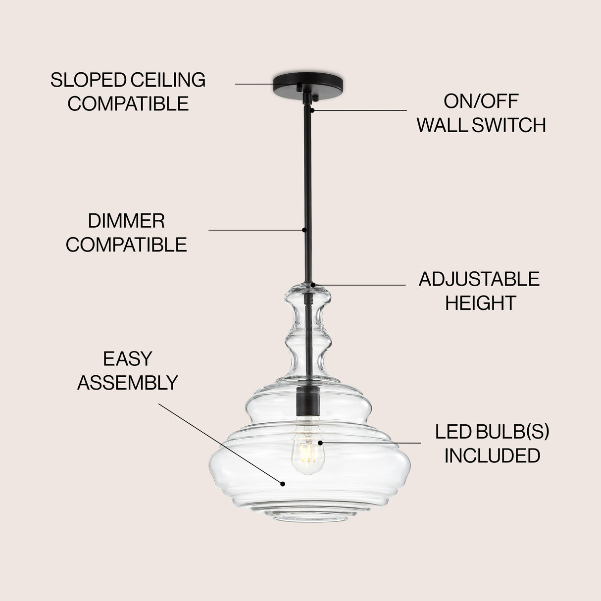 Bettina Glass/Metal LED Pendant