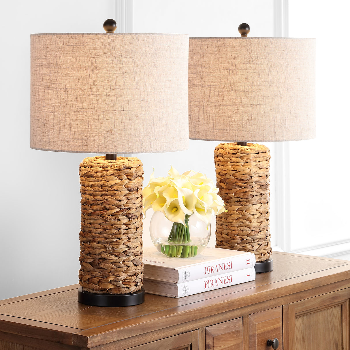 Elicia 1-Light Coastal Water Hyacinth LED Table Lamp