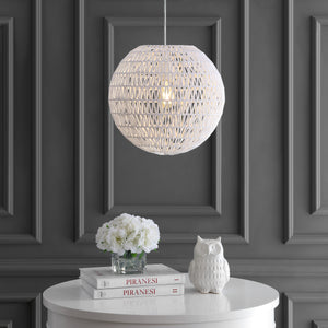 Luna 1-Light Bohemian Modern Woven Rattan/Iron LED Pendant