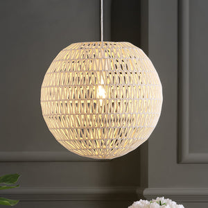 Luna 1-Light Bohemian Modern Woven Rattan/Iron LED Pendant