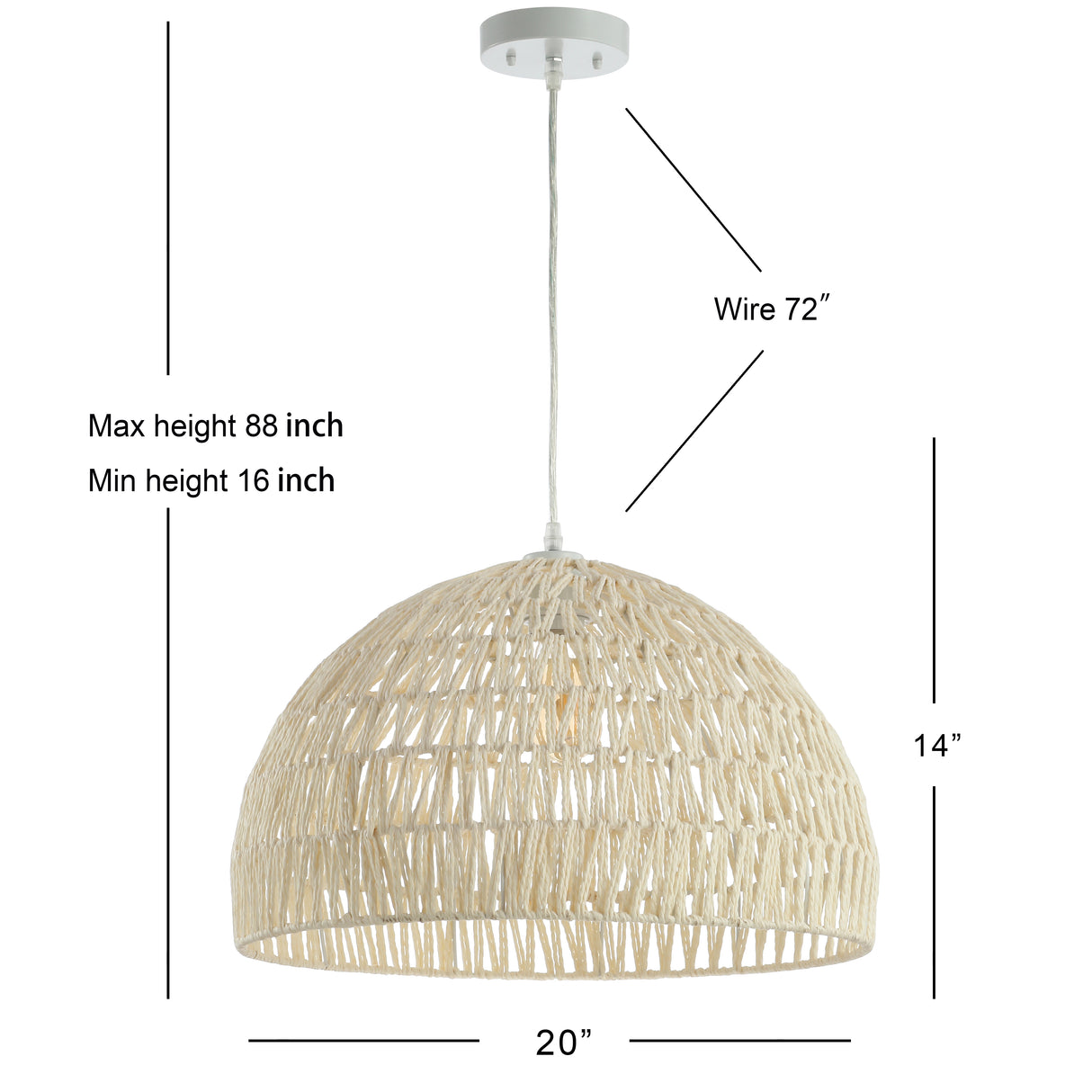 Campana 1-Light Bohemian Modern Woven Rope/Iron LED Pendant