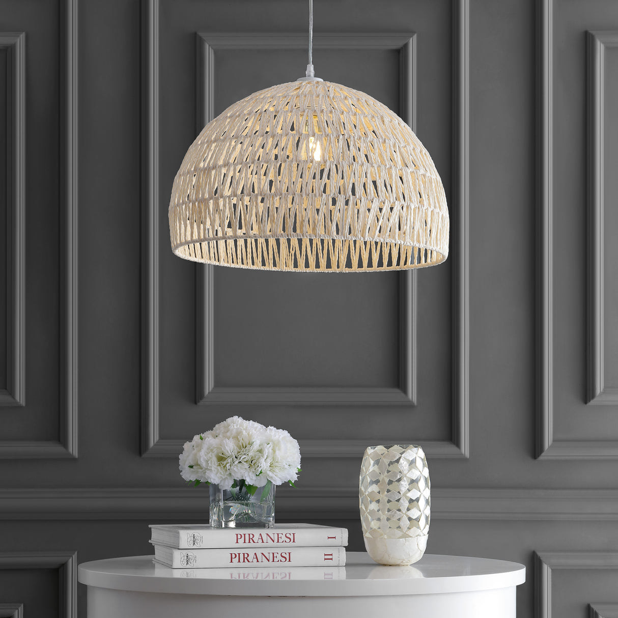 Campana 1-Light Bohemian Modern Woven Rope/Iron LED Pendant