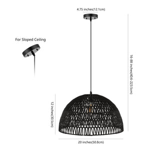 Campana 1-Light Bohemian Modern Woven Rope/Iron LED Pendant