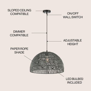 Campana 1-Light Bohemian Modern Woven Rope/Iron LED Pendant