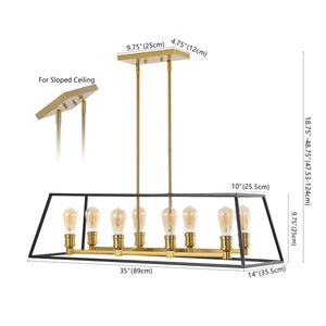 Liane 8-Light Farmhouse Industrial Iron Linear LED Pendant