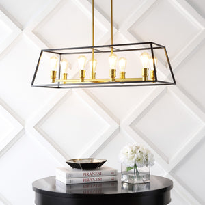 Liane 8-Light Farmhouse Industrial Iron Linear LED Pendant