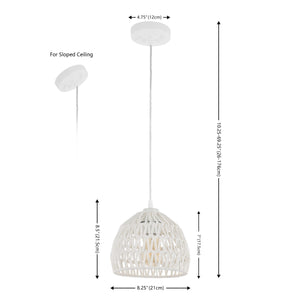 Campana 1-Light Bohemian Modern Woven Rope/Iron LED Pendant