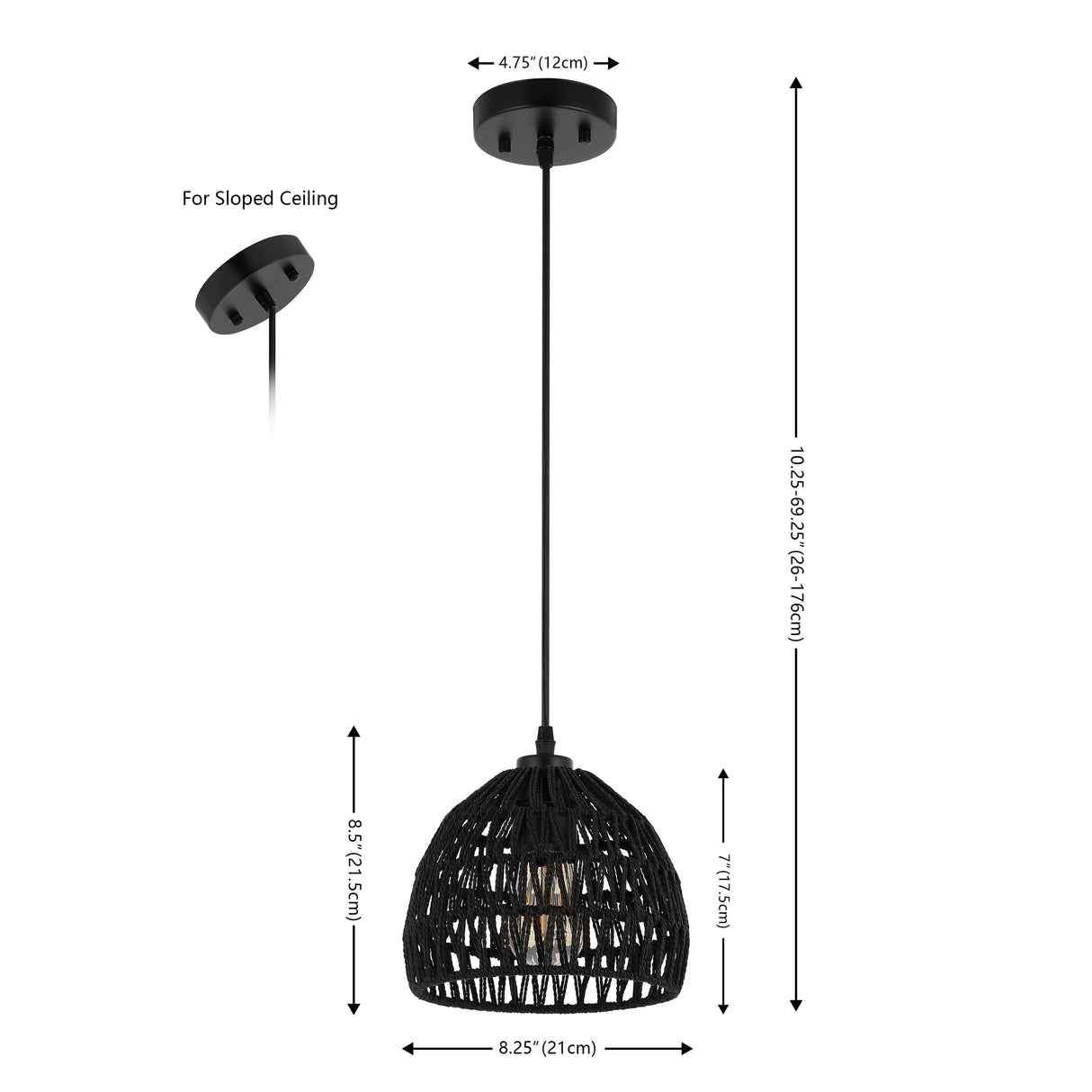 Campana 1-Light Bohemian Modern Woven Rope/Iron LED Pendant